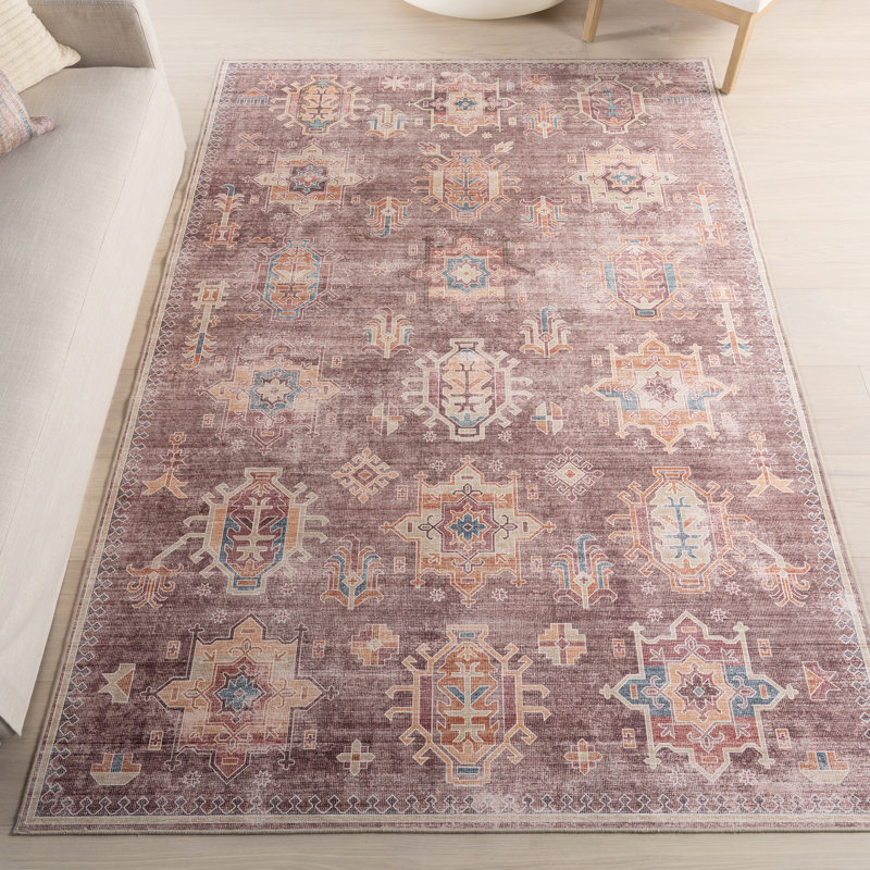 Philomena Medallion SplashGuard Machine Washable Area Rug, Runner 2'6" x 8'