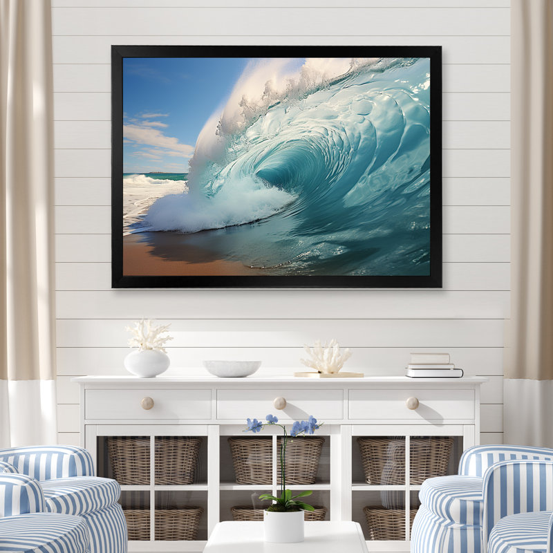 Impression sur toile Turquoise Ocean's Force Unleashed II, Cadre photo noir, H 24 po x l 32 po x P 1 po