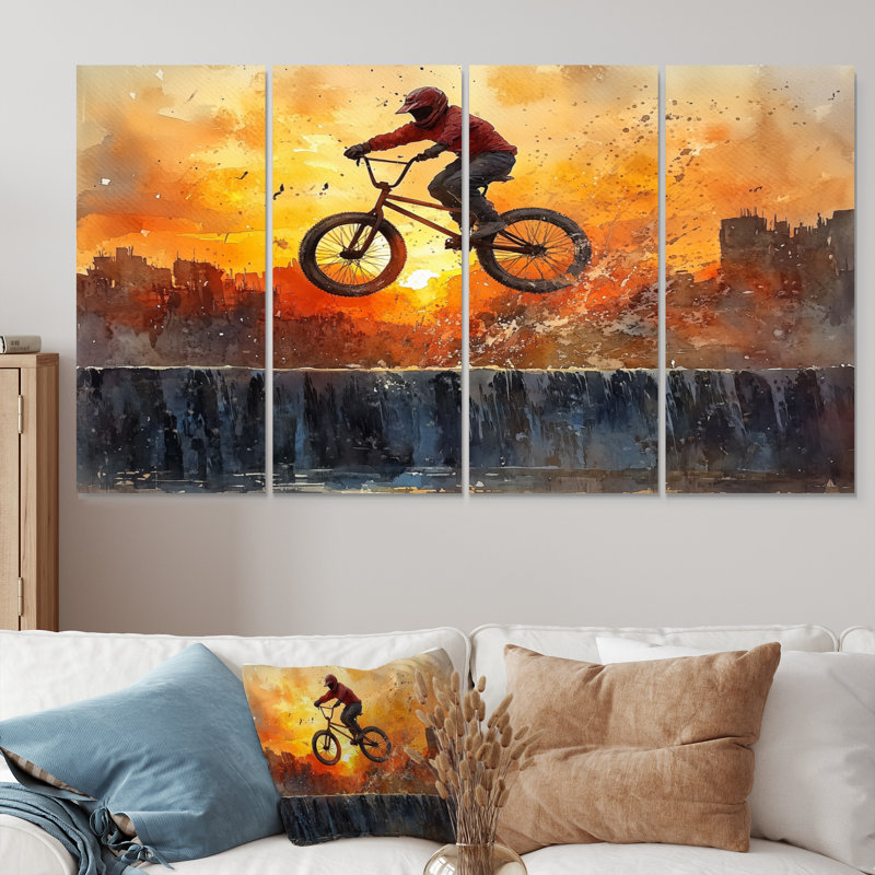 Ensemble de salon art mural orange Bmx Legacy, H 28 po x l 48 po