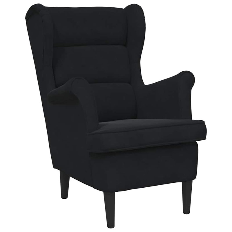 Aristokles Upholstered Wingback Chair, Black Polyester