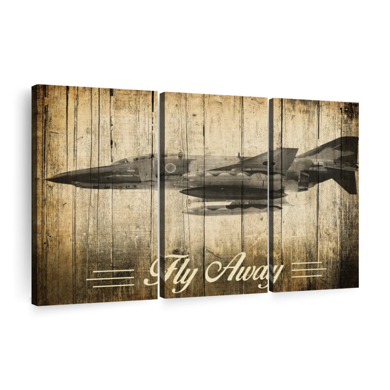 «Rustic F-4 Phantom Avion» sur toile, H 42 po x l 65 po x P 1,25 po