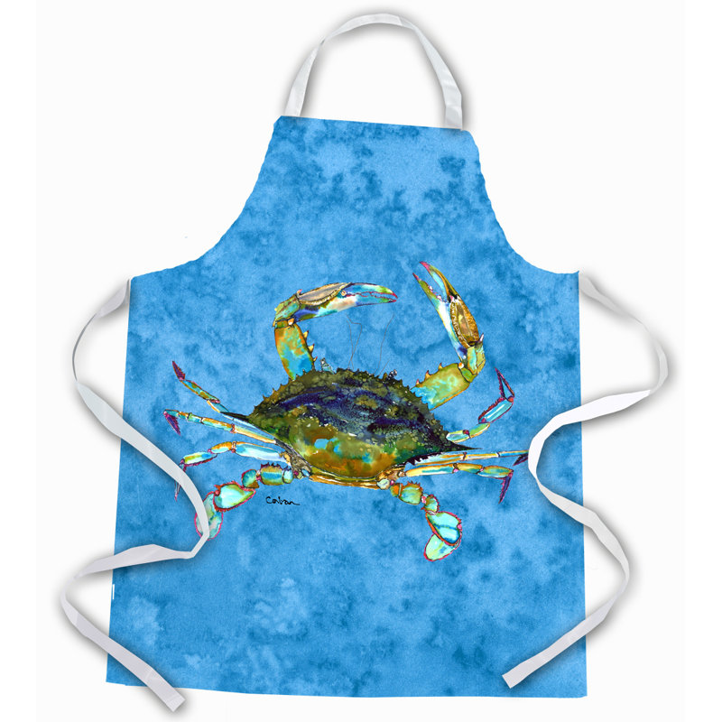 No Pattern Bib Apron, Blue/Brown