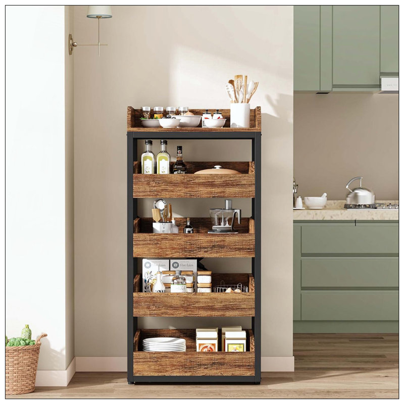 5-Tier Pull-Out Storage Rack For Pantry Kitchen Living Room