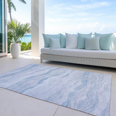 Tapis intérieur / extérieur bleu Zevalyn 
