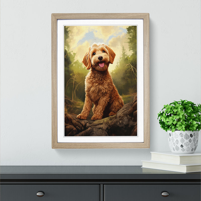 Labradoodle Digital No.2 - Framed Print, Oak, 34cm H x 25cm W x 2cm D