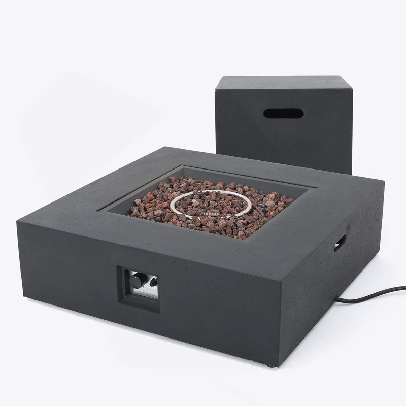 Outdoor 50000 BTU Propane Fire Pit, Dark Grey, With Tank Holder