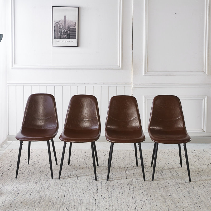 Chaise de salle à manger en PVC 4 pièces brun, Brun