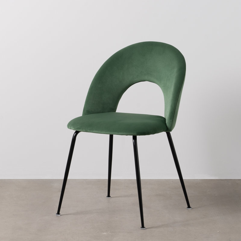 Dolly 47cm H Polyester Blend Upholstered Upholstered Back Side Chair in Black, Green