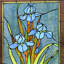 Panneau de fenêtre floral bleu iris Tiffany