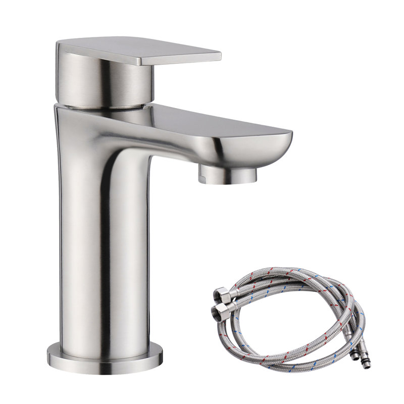Brushed Nickel Single Handle Bathroom Faucet, SUS304 Stainless Steel Basin Sink Faucet