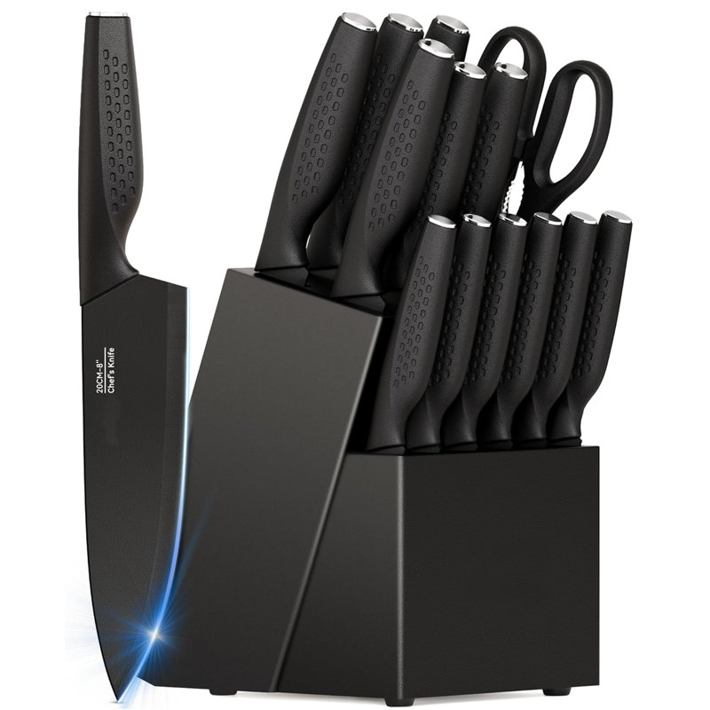 Ensemble de 14 couteaux de cuisine, acier inoxydable, antirouille