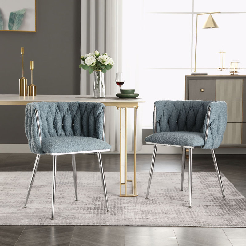Fauteuil de 21,26 po de large Valeen, Tissu bouclé bleu clair