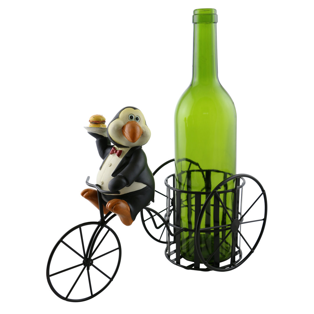 Sheley Penguin on Three Wheeled 1 Bottle Tabletop Wine Bottle Rack The Holiday Aisle®