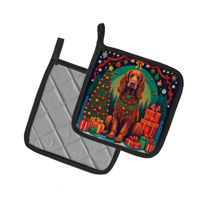 Paire de porte-casseroles Christmas Setter irlandais