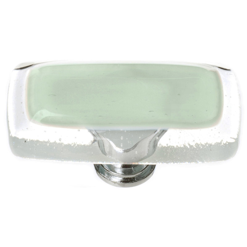 Reflective Rectangular Knob, Spruce Green, Satin Nickel