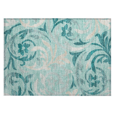Washable Floral Indoor / Outdoor Rug