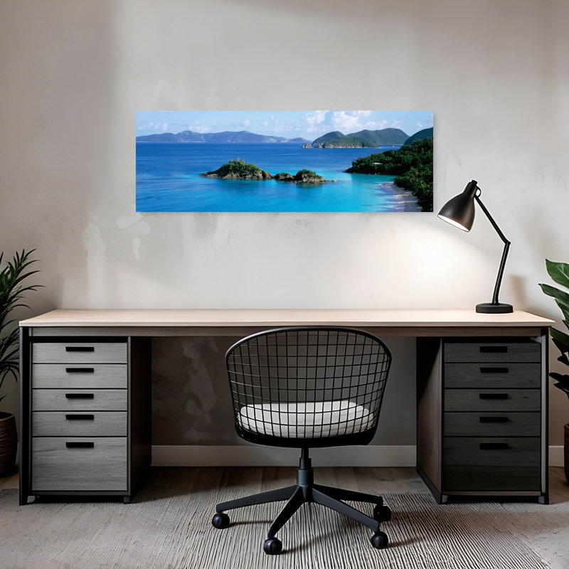 Îles Vierges américaines, St. John, Trunk Bay, formation rocheuse dans la mer, plage abstraite, art mural, H 12 po x l 36 po