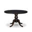 L'ensemble de salle à manger 5 pièces comprend une table ronde de 48 po avec piédestal et 4 chaises rembourrées en tissu de polyester vert saule, noir sablé-1236929403