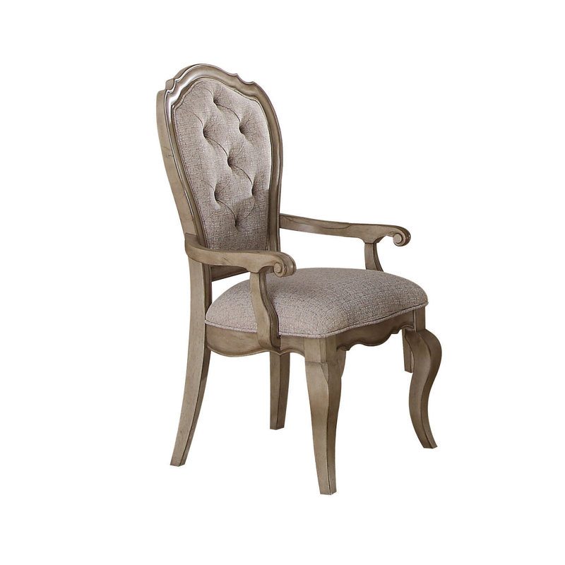 Chaise avec accoudoirs avec boutons capitonnés (ensemble de 2)