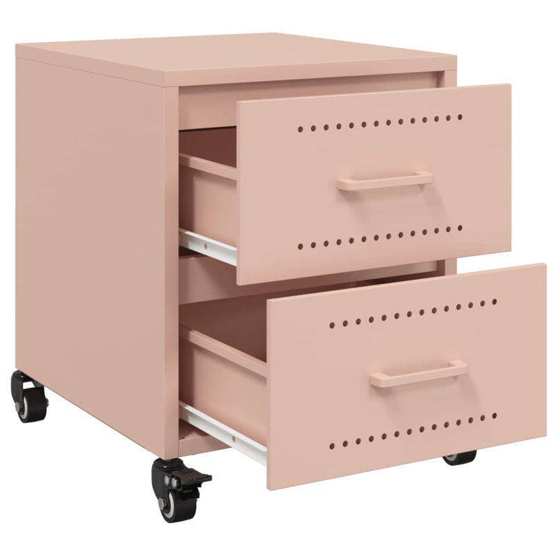 Angala 36cm W Steel Bedside Table, Pink