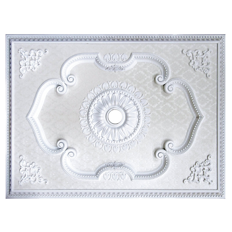 Rectangle médaillon de plafond, H 2,5 po x l 63 po x P 47 po, Blanc