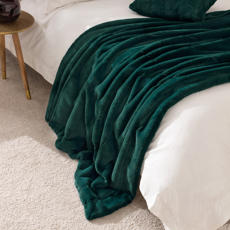 Empress Hand Woven Throw Blanket, Emerald, 140cm W x 200cm L
