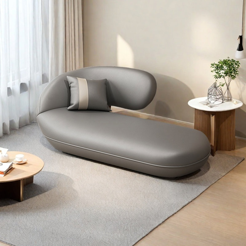 Fauteuil inclinable en similicuir léger et luxueux, Orienté à gauche (vu de face), Gris