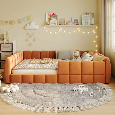 Velvet Upholstered Floor Bed