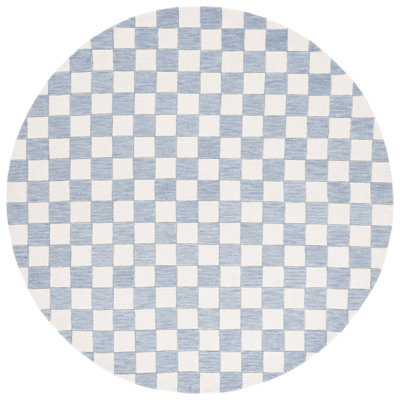 Msr4760 Chelsea Stewart Hand Tufted Wool/Cotton Checkered Rug in Light Blue/Ivory