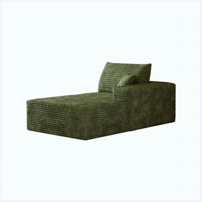 Upholstered living room sofa - right sleeper green