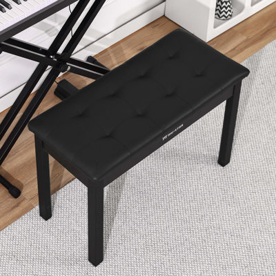 Grand banc de piano en cuir PU de 74 cm avec rangement, tabouret de maquillage en bois massif avec assise rembourrée