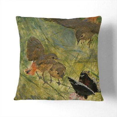 Redstart Birds And Butterflies Square Throw Cushion