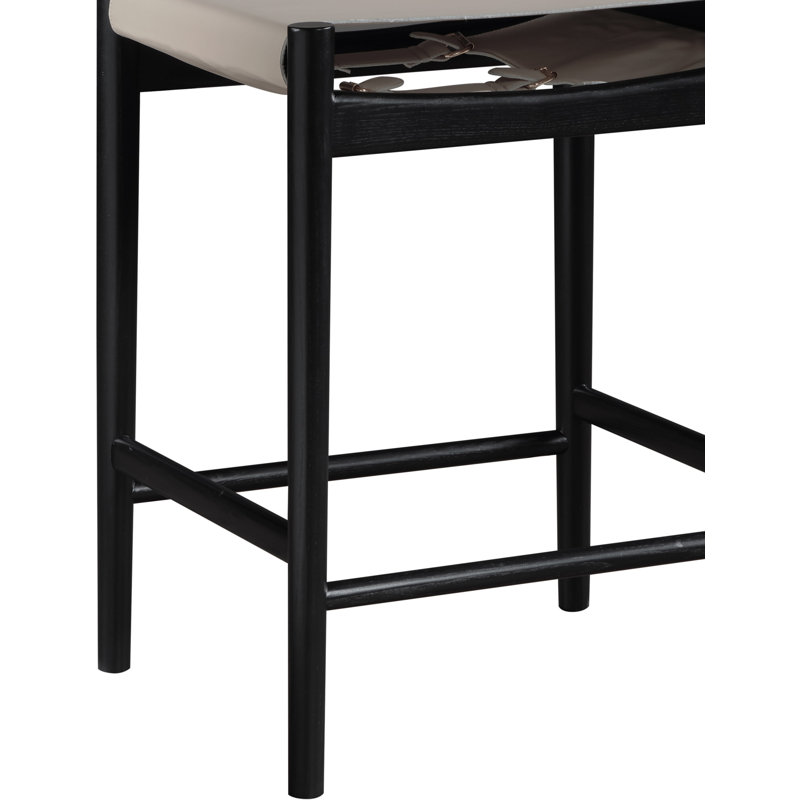 Tabouret de bar Rawlins, Cuir taupe végétalien, Noir