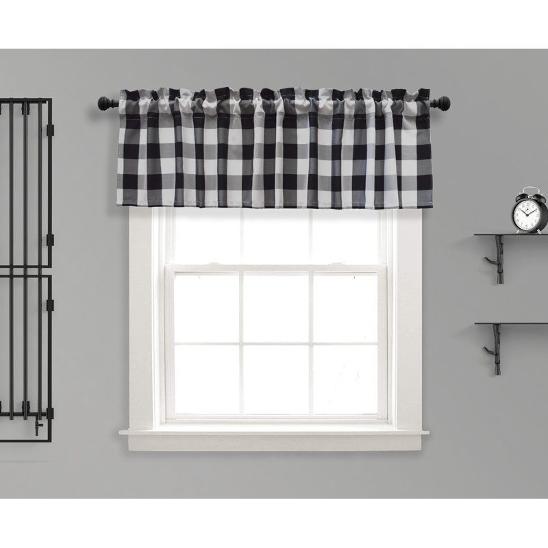 Leonelo Checkered Tailored Window Valance, Black/White