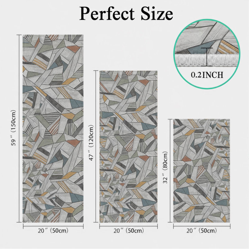 Geometric Mosaic Non-Slip Washable Kitchen Mats