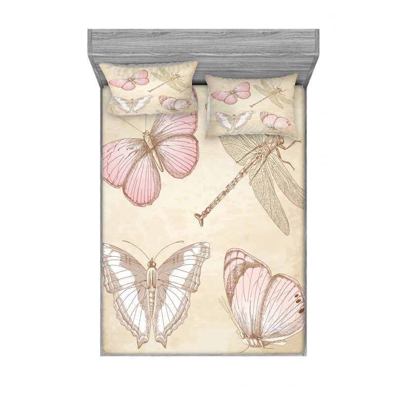 Microfiber Abstract Sheet Set, Full/Double Sheet Set with Fitted Sheet