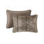 Ensemble de courtepointe 6 pièces avec coussins décoratifs en jacquard - Ensemble de literie réversible brun / or pour lit double / grand lit, couvre-lit jacquard en polyester de luxe avec taies décoratives-122647470