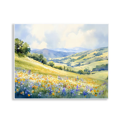 Plaque printanière «Spring Meadow with Distant Mountain», conception par Franklyn Gregory