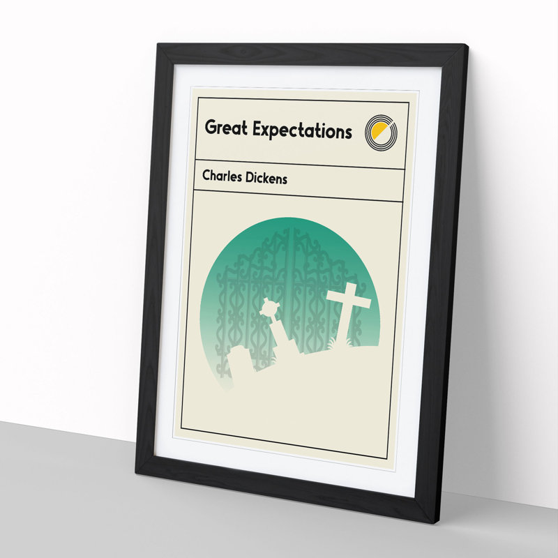 Book Cover Great Expectations Charles Dickens - Picture Frame Graphic Art, Black, 90cm H x 65cm W x 2cm D