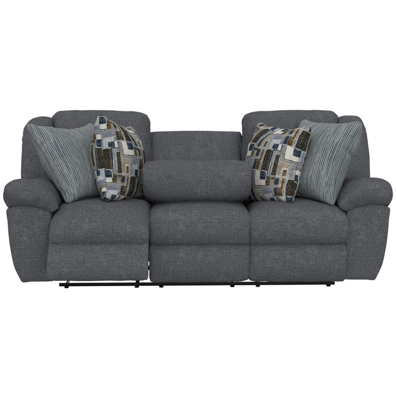 Canapé inclinable avec 3 sièges inclinables et table rabattable Trifecta, Bleu / gris