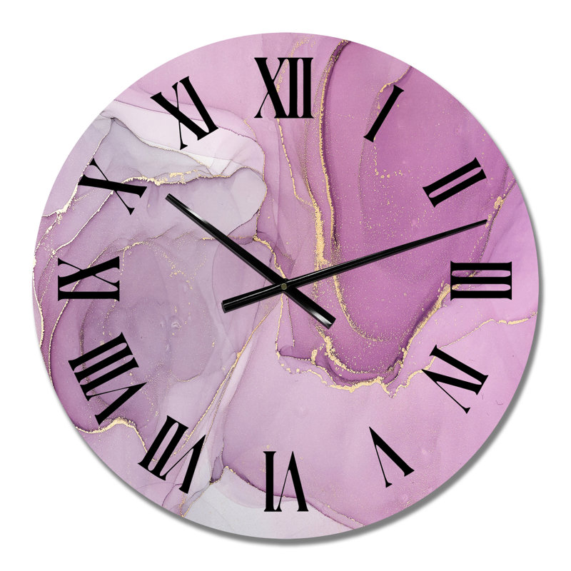 Horloge murale mauve liquide «Waves I», Petit