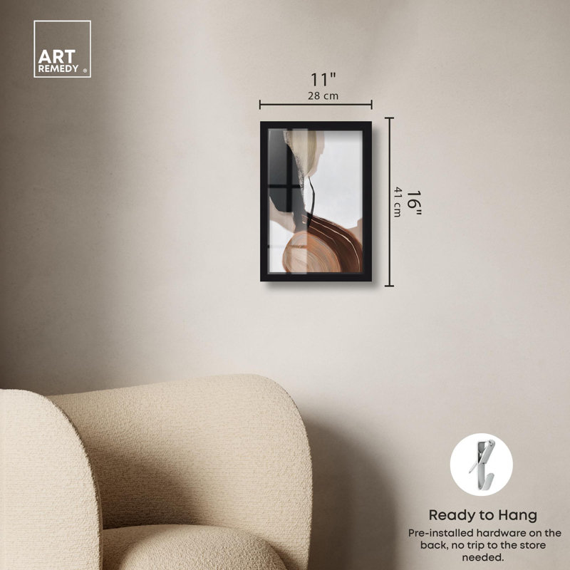 «Earth Curve IV Boho Decor Shadowbox» par Art Remedy, Noir, H 16 po x l 11 po