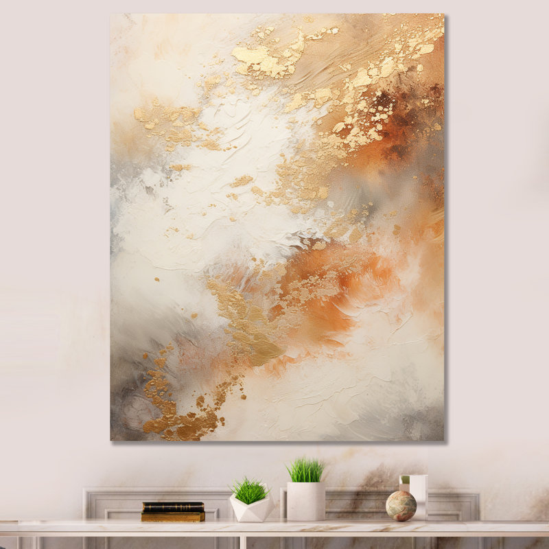 Or et marbre blanc géode I - décoration murale abstraite_106519, Toile tendue, H 20 po x l 12 po x P 1 po