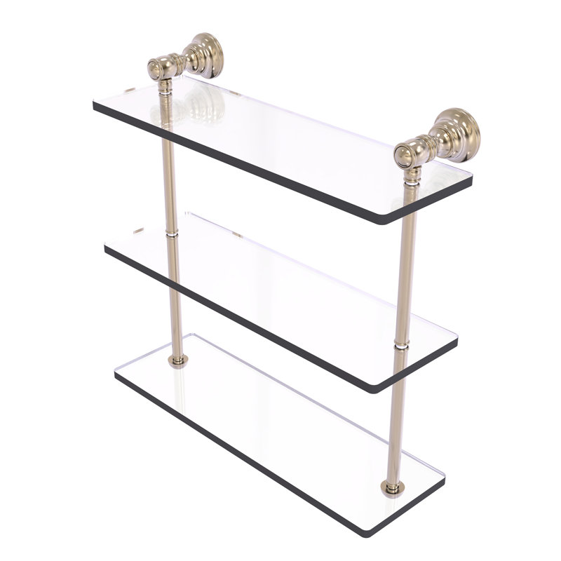 Freyja 3 Piece Glass with Towel Bar, 16" H x 16" W x 5.54" D, Antique Pewter
