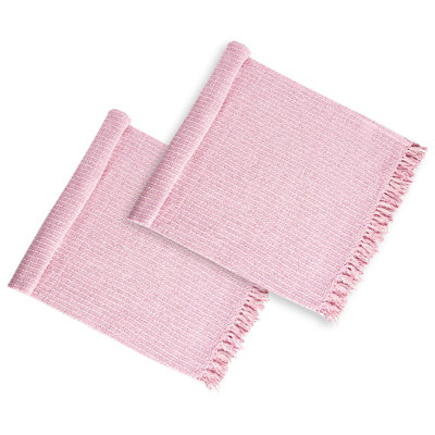 50X60" Decorative Pink And Tan Cotton Throw Blanket With Tassels, 2 Pack