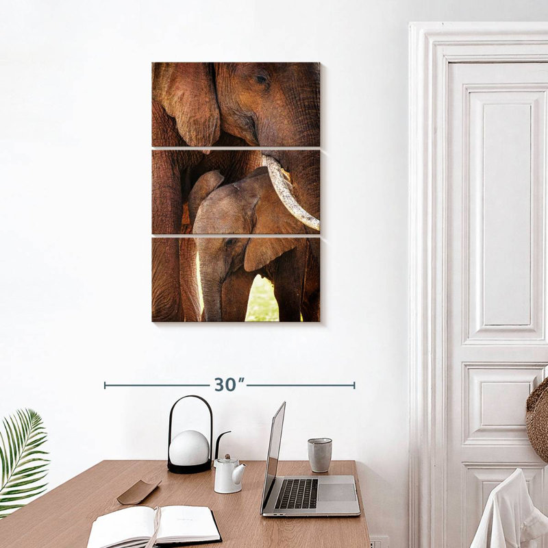 Brampt maman et bébé éléphant, H 32 po x l 20 po