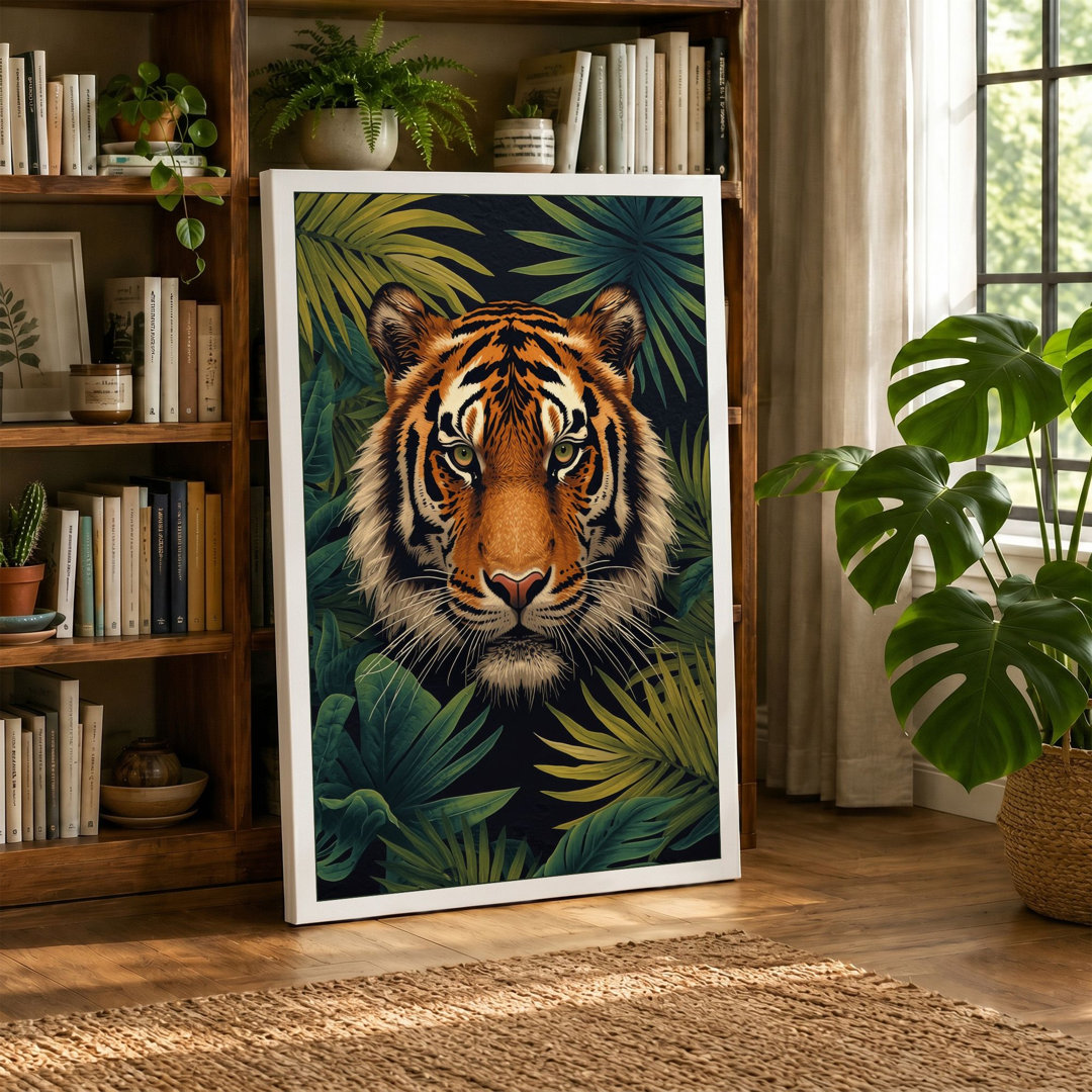 Tiger in the Jungle Tropical - Wrapped Canvas