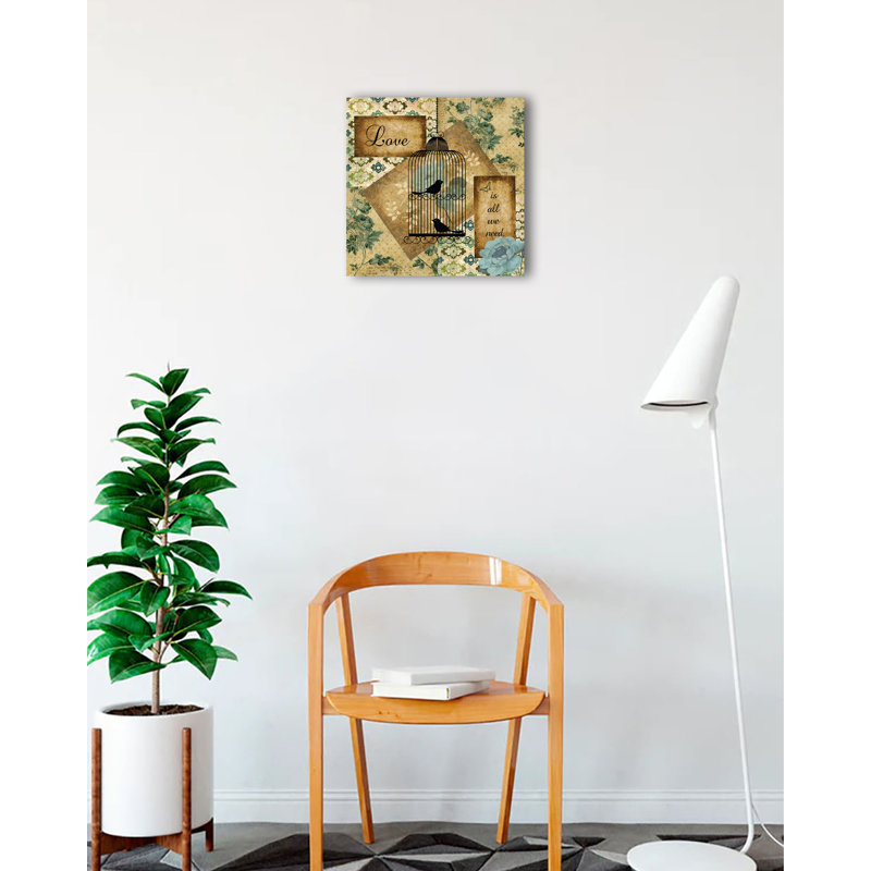 «Birdcage Love Is All We Need», impression sur toile, H 12 po x l 12 po x P 1,5 po