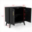 Armoires | Buffet Mid-Century cannelé moderne, tablettes réglables, pieds en bois massif, rangement brun noyer | Bois massif et panneau de fibres à densité moyenne | Salon