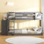 Lit superposé simple au-dessus de simple avec 4 tiroirs et 3 tablettes - gris